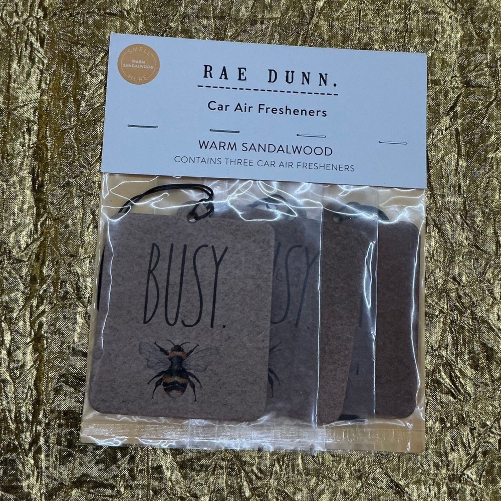 Rae Dunn Busy Bee Car Air Fresheners 3 Pack | Warm Sandalwood Scent | NIP